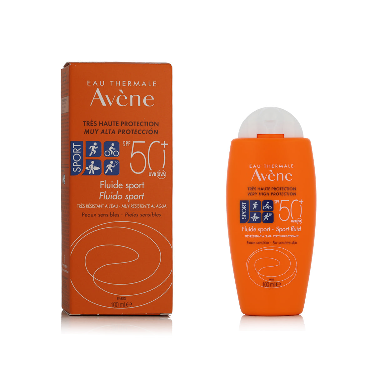 Avene, Sport Fluid, Photo-Protecteur, Sunscreen Fluid, For Face & Body, SPF50+, 100 ml