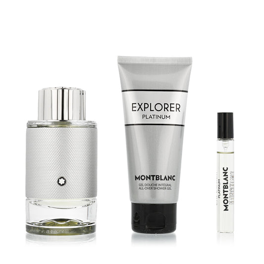 Set Montblanc: Explorer Platinum, Eau De Parfum, For Men, 100 ml + Explorer Platinum, Eau De Parfum, For Men, 7.5 ml + Explorer Platinum, Cleansing, Shower Gel, For All Skin Types, 100 ml